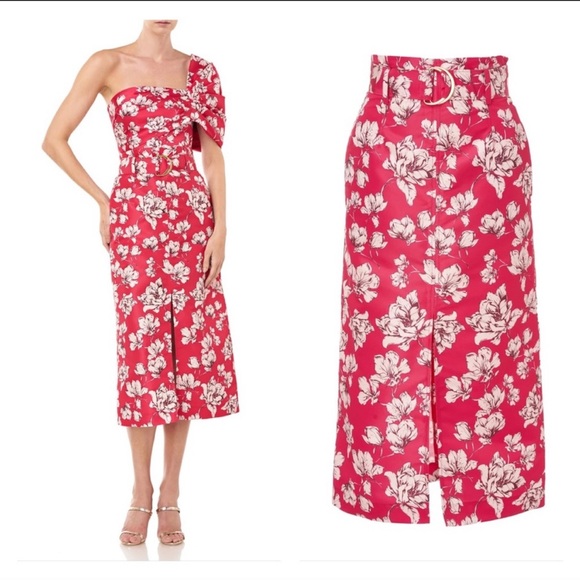 AMUR | ODINA Fuchsia High-Waisted Floral Long Skirt Sz 0 - Picture 15 of 15